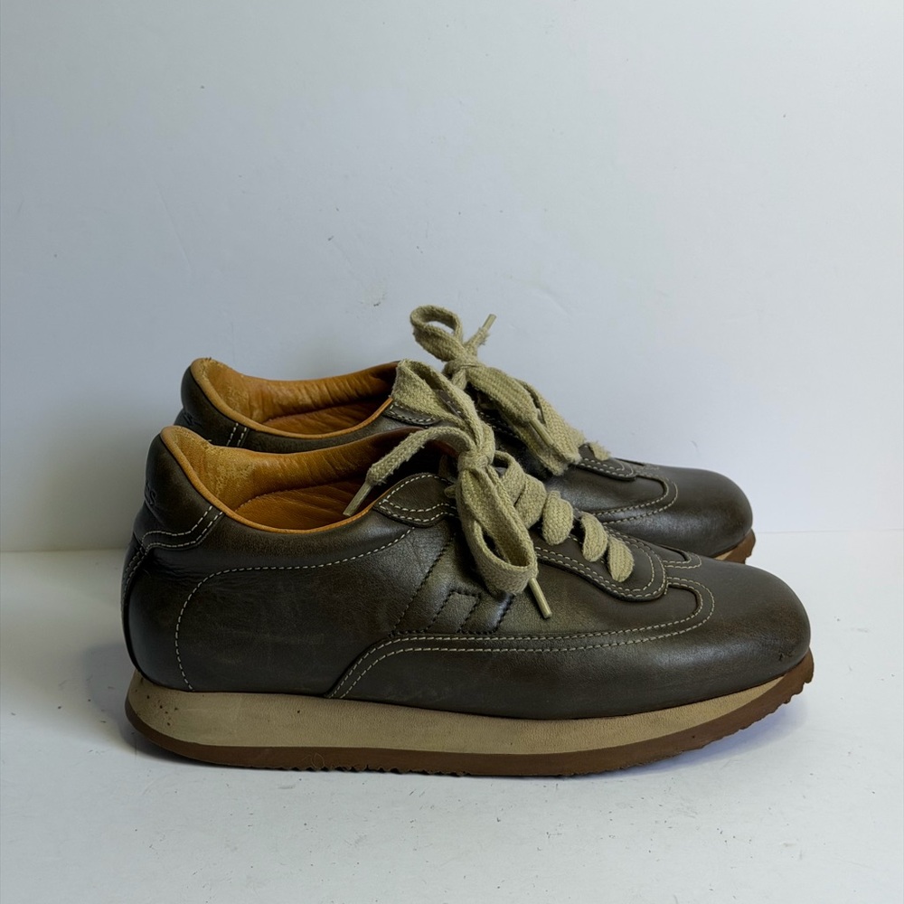 Hermès Quick Brown Leather Sneakers Rubber Soles Size 35
